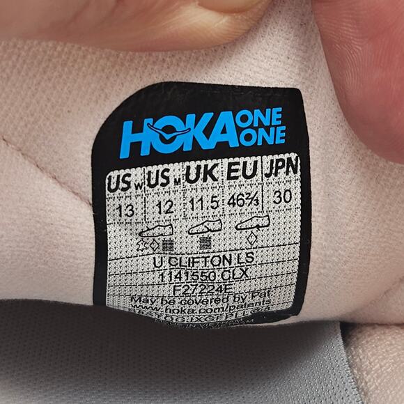 HOKA ONE ONE MEN\'S SIZE 12 CLIFTON LS RUNNING SHOES COSMIC PEARL GALAXY NWOB main image 6